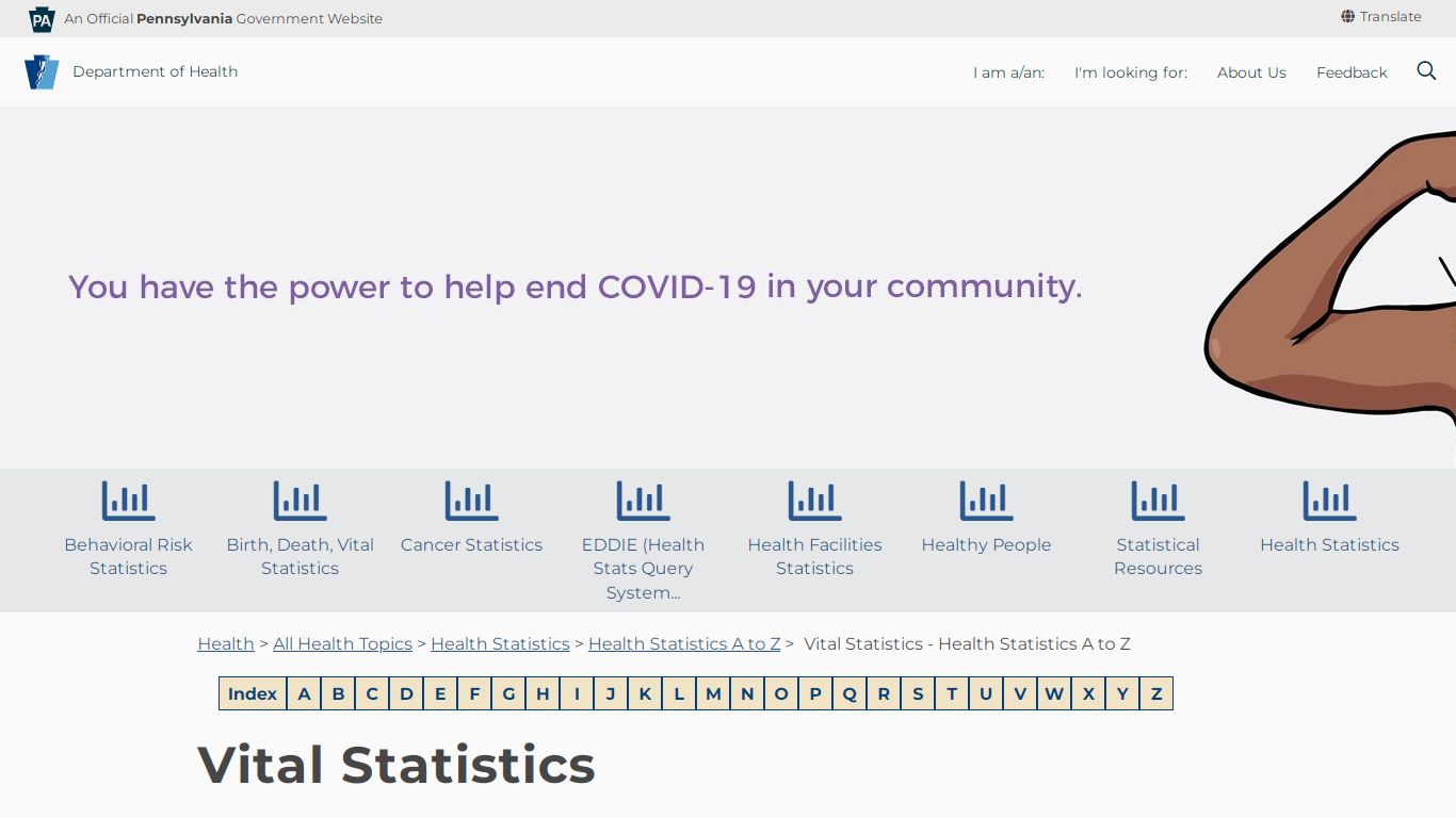 Vital Statistics - Health Statistics A to Z - Department of Health